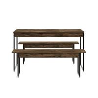 Mesa De Jantar Com 2 Bancos Estilo Industrial Tub  Carvalho Dark / Est.preta - 1