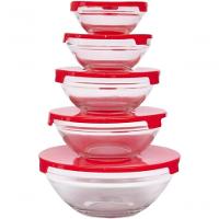 Conjunto Kit De 5 Potes De Vidro Com Tampa - Original Line (vermelho) - 1