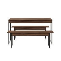 Mesa De Jantar Com 2 Bancos Estilo Industrial Tub  Nogal / Est.preta - 1