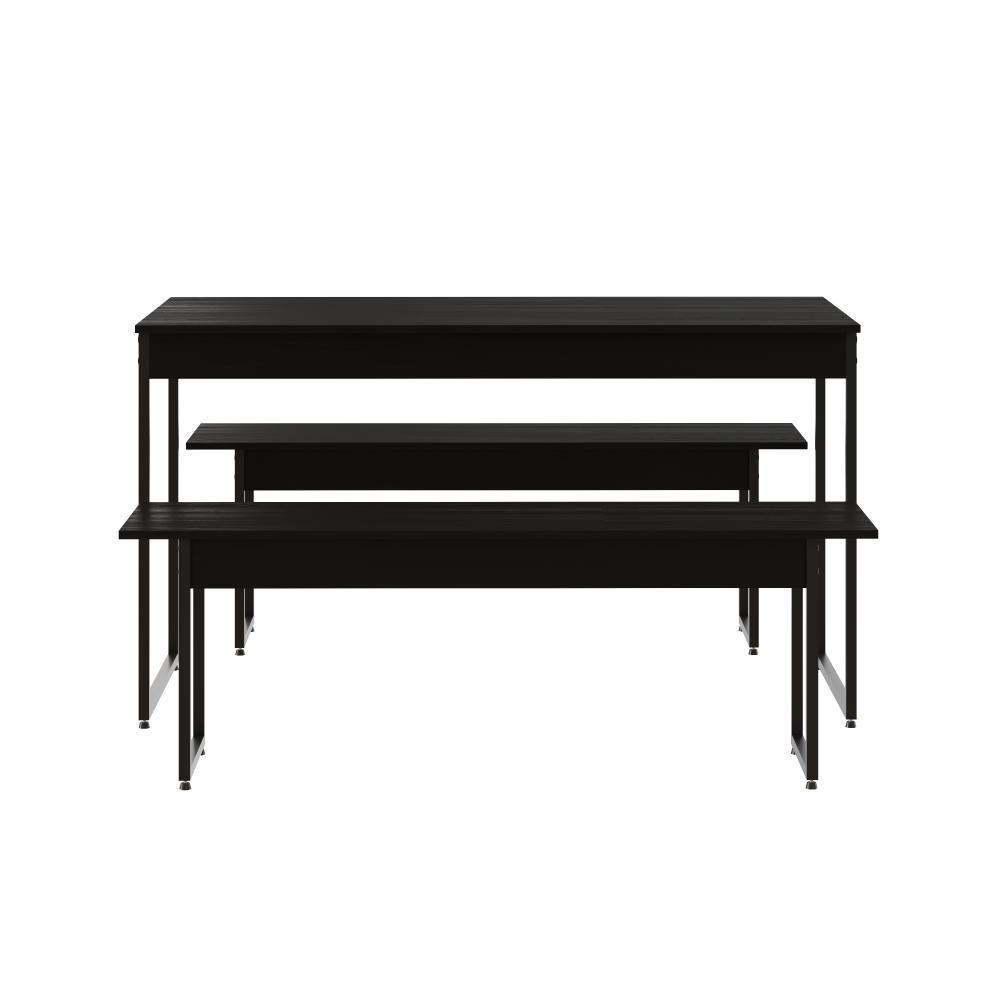 Mesa De Jantar Com 2 Bancos Estilo Industrial Tub  Preto ônix / Est.preta - 1