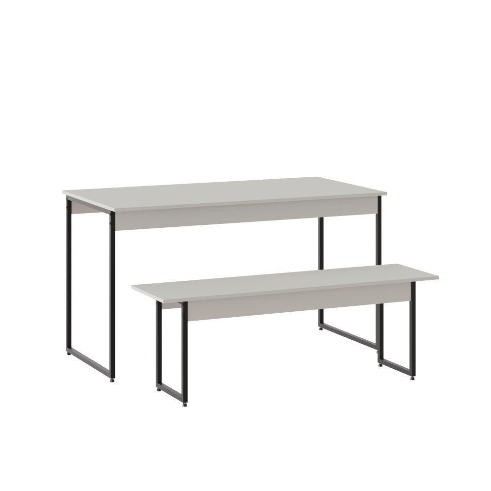 Mesa De Jantar Com 1 Banco Estilo Industrial Tub  Branco Chess / Est.preta - 1
