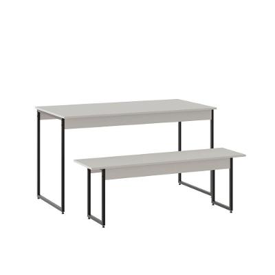 Mesa De Jantar Com 1 Banco Estilo Industrial Tub  Branco Chess / Est.preta