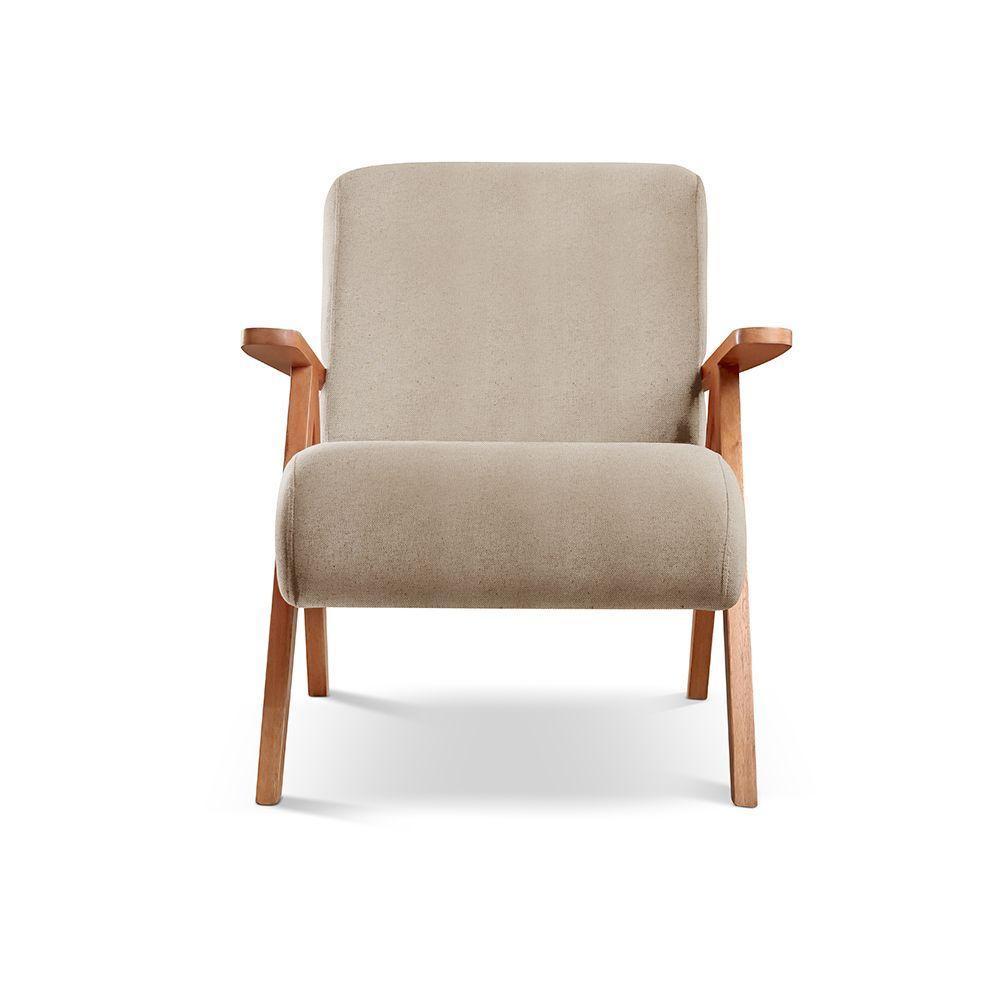 Poltrona Braço De Madeira Laguna Cor:linho Bege 103 - 4