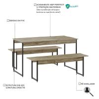 Mesa De Jantar Com 2 Bancos Estilo Industrial Tub  Carvalho / Est.preta - 5