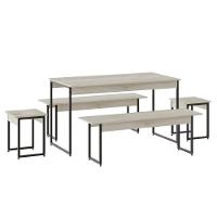 Mesa De Jantar Com 2 Bancos E 2 Banquetas Industrial Tub Snow / Est.preta - 1