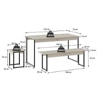 Mesa De Jantar Com 2 Bancos E 2 Banquetas Industrial Tub Snow / Est.preta