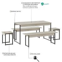 Mesa De Jantar Com 2 Bancos E 2 Banquetas Industrial Tub Snow / Est.preta - 5