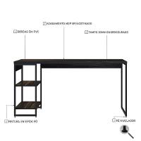 Mesa C/estante Baixa 150x64x75cm C/02 Prateleiras Preto ônix / Est.preta Preto ônix / Est.preta - 5