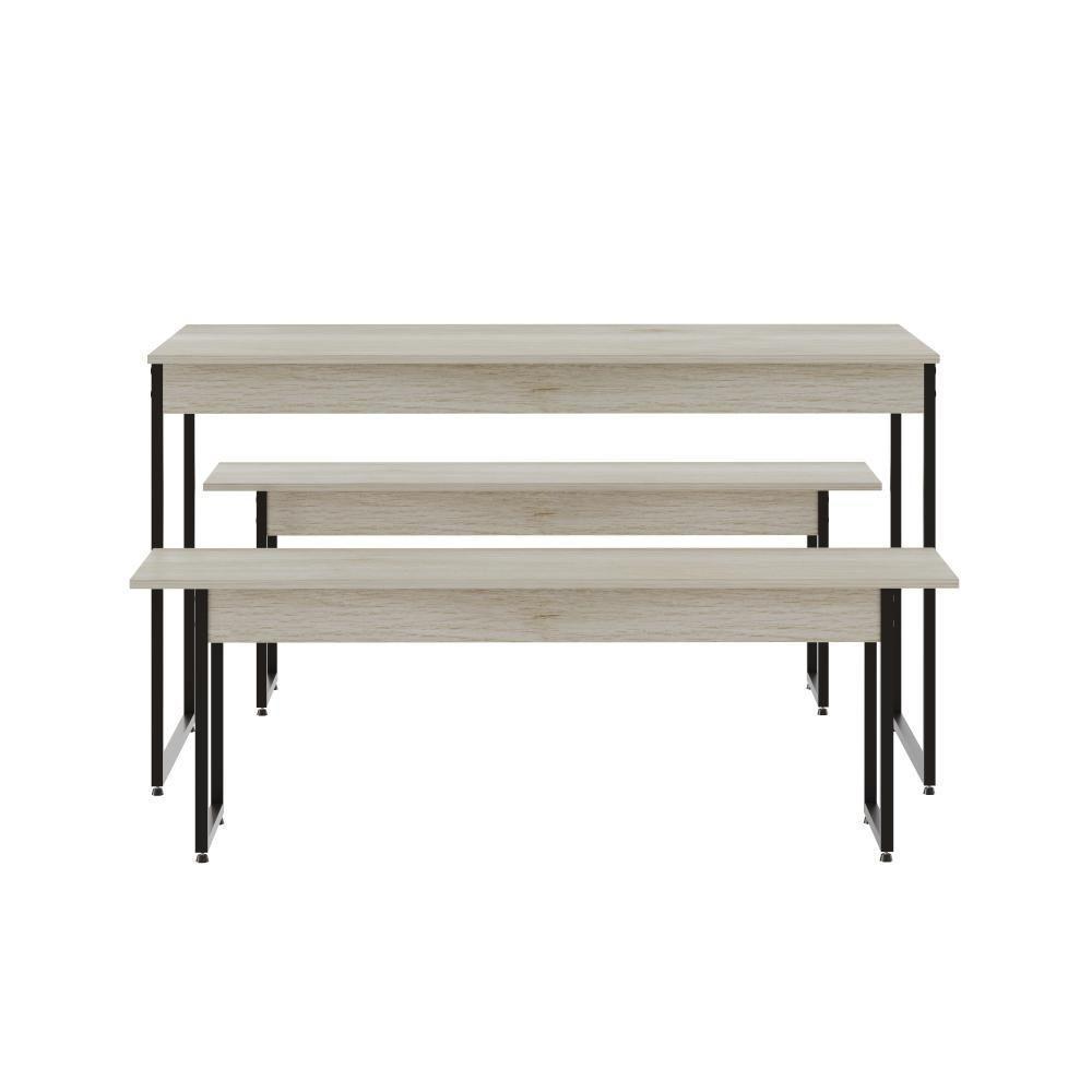 Mesa De Jantar Com 2 Bancos Estilo Industrial Tub  Snow / Est.preta - 1
