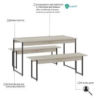 Mesa De Jantar Com 2 Bancos Estilo Industrial Tub  Snow / Est.preta - 3
