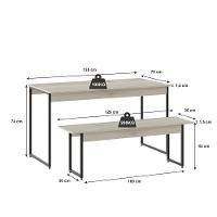 Mesa De Jantar Com 2 Bancos Estilo Industrial Tub  Snow / Est.preta - 5