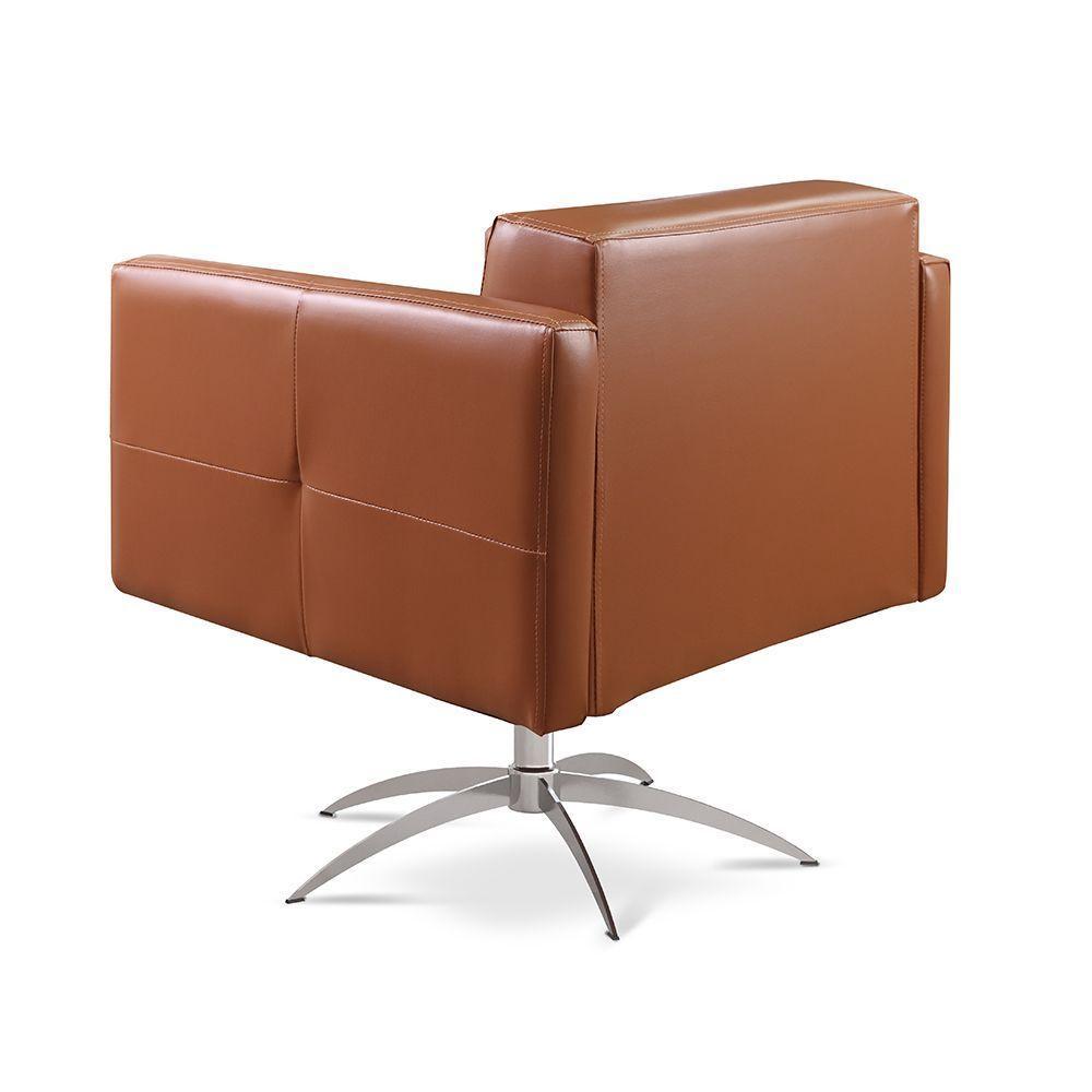 Poltrona Giratória Angra Base Cromada Cor:material Sintético Caramelo 302 - 2
