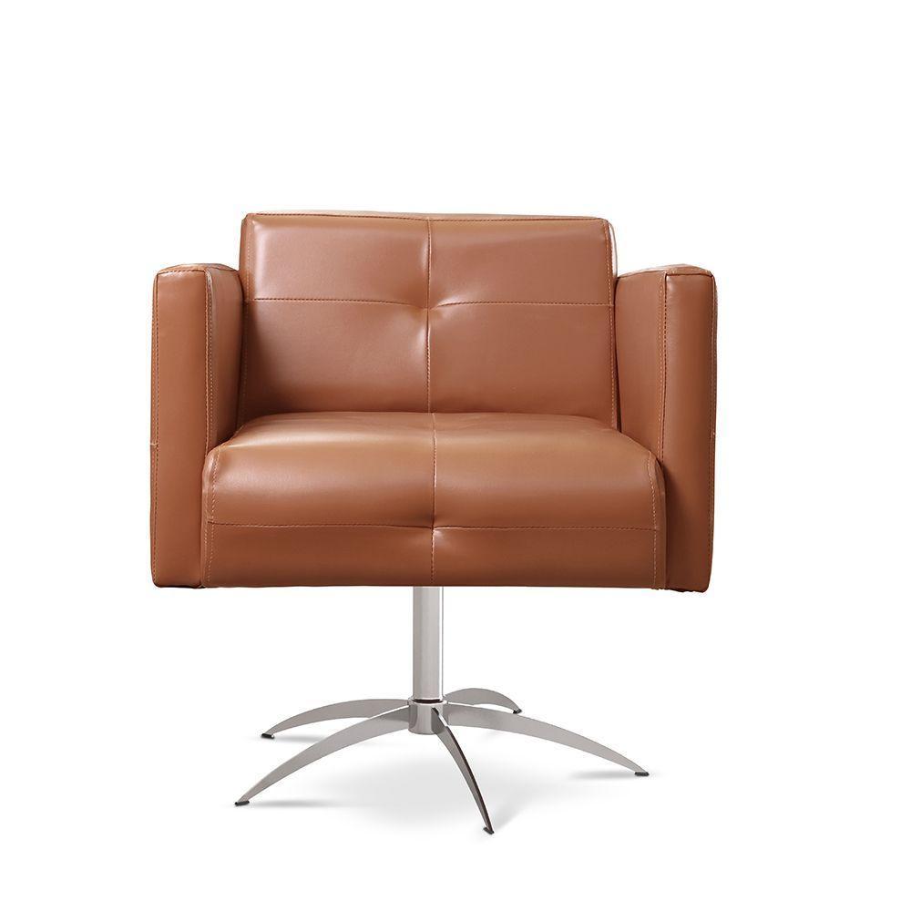 Poltrona Giratória Angra Base Cromada Cor:material Sintético Caramelo 302 - 3