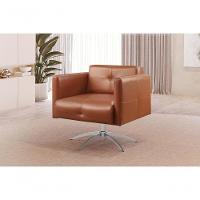Poltrona Giratória Angra Base Cromada Cor:material Sintético Caramelo 302 - 1