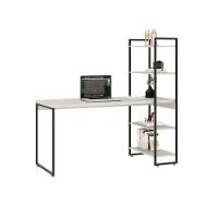 Mesa C/estante Alta 150x64x147cm C/04 Prateleiras Branco Chess / Est.preta - 2