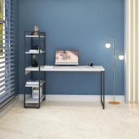 Mesa C/estante Alta 150x64x147cm C/04 Prateleiras Branco Chess / Est.preta - 3