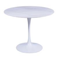 Mesa Saarinen Redonda Carrara 100cm - Base Branca - 1