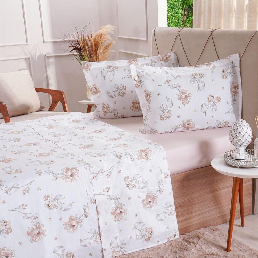 Jogo De Cama Solteiro 200 Fios Estampado 3 Pçs 90x190x35 Lyrical - 5
