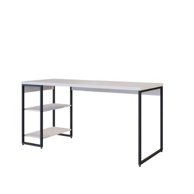 Mesa C/estante Baixa 150x64x75cm Com 02 Prateleiras Branco Chess / Est.preta