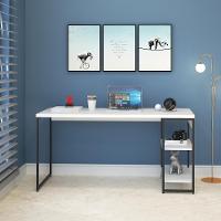 Mesa C/estante Baixa 150x64x75cm Com 02 Prateleiras Branco Chess / Est.preta - 3