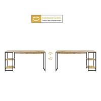 Mesa C/estante Baixa 150x64x75cm Com 02 Prateleiras Branco Chess / Est.preta