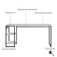 Mesa C/estante Baixa 150x64x75cm Com 02 Prateleiras Branco Chess / Est.preta - 5