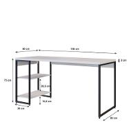 Mesa C/estante Baixa 150x64x75cm Com 02 Prateleiras Branco Chess / Est.preta - 7