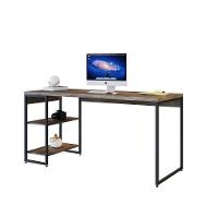 Mesa C/estante Baixa 150x64x75cm C/02 Prateleiras Carvalho Dark / Est.preta - 2