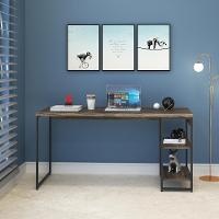 Mesa C/estante Baixa 150x64x75cm C/02 Prateleiras Carvalho Dark / Est.preta