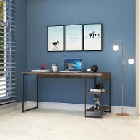 Mesa C/estante Baixa 150x64x75cm C/02 Prateleiras Carvalho Dark / Est.preta - 6