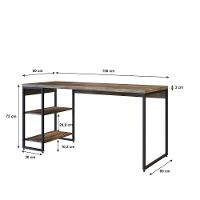 Mesa C/estante Baixa 150x64x75cm C/02 Prateleiras Carvalho Dark / Est.preta - 7