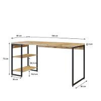 Mesa C/estante Baixa 150x64x75cm Com 02 Prateleiras Carvalho Est.preta - 7