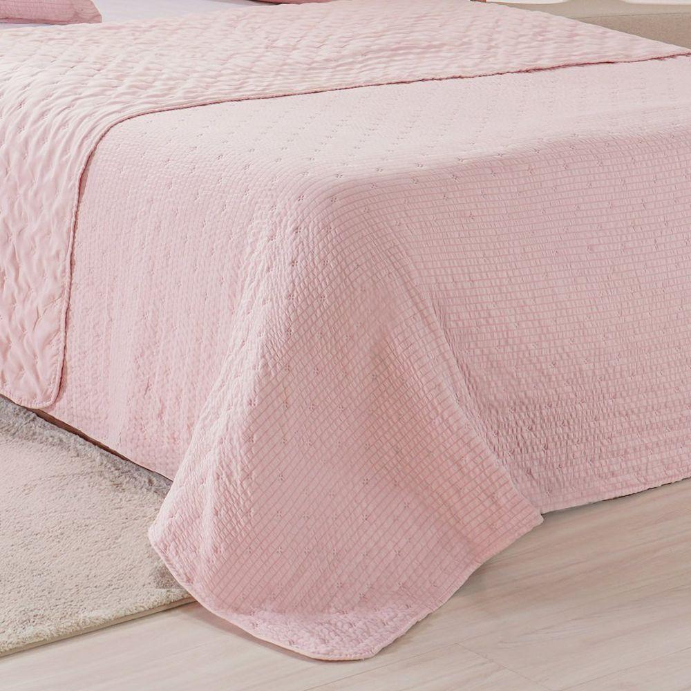 Kit Colcha Queen Santorini New 240x260cm Rosa Glace - 5