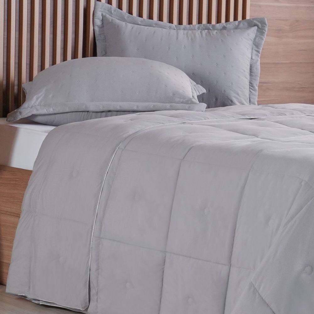 Edredom Super King Toque De Plumas 260 Fios New 260x280cm Platina - 2