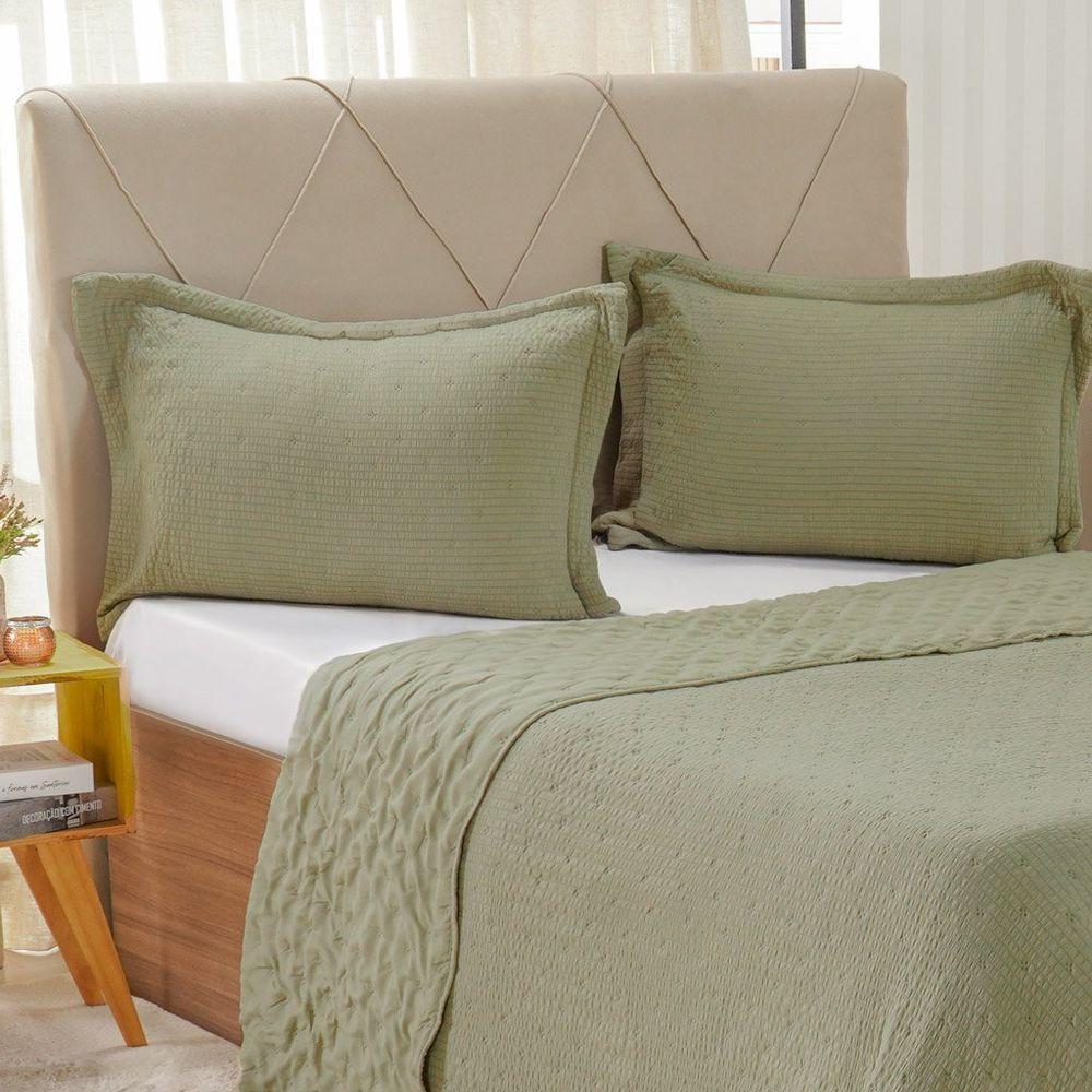 Kit Colcha Casal Santorini New 220x240cm Folha Seca - 2
