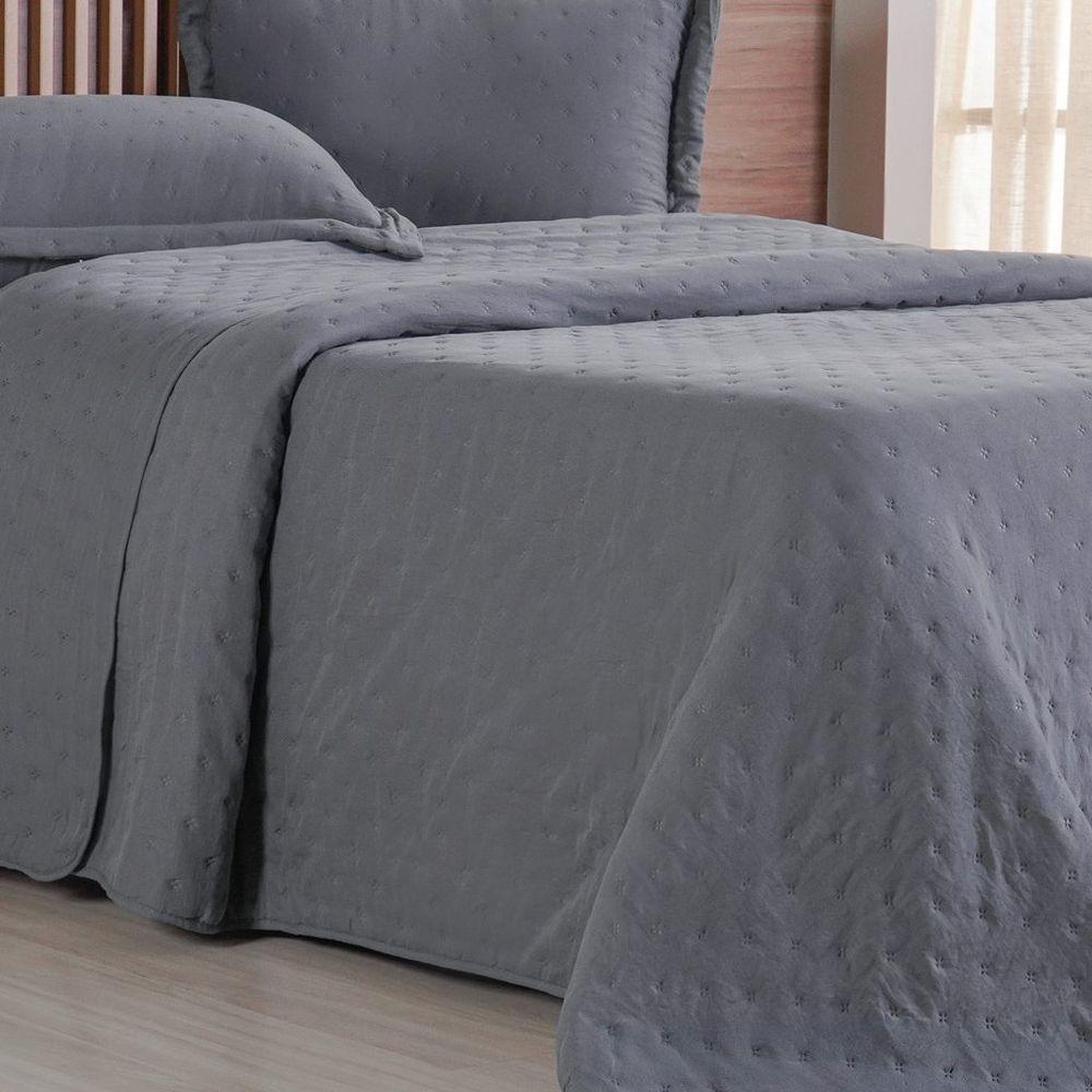 Kit Colcha King Miraggio New Soft 260x280cm Grafite - 5