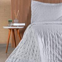 Kit Colcha King Sensatti 3d Embossed 260x280cm Cinza Fog