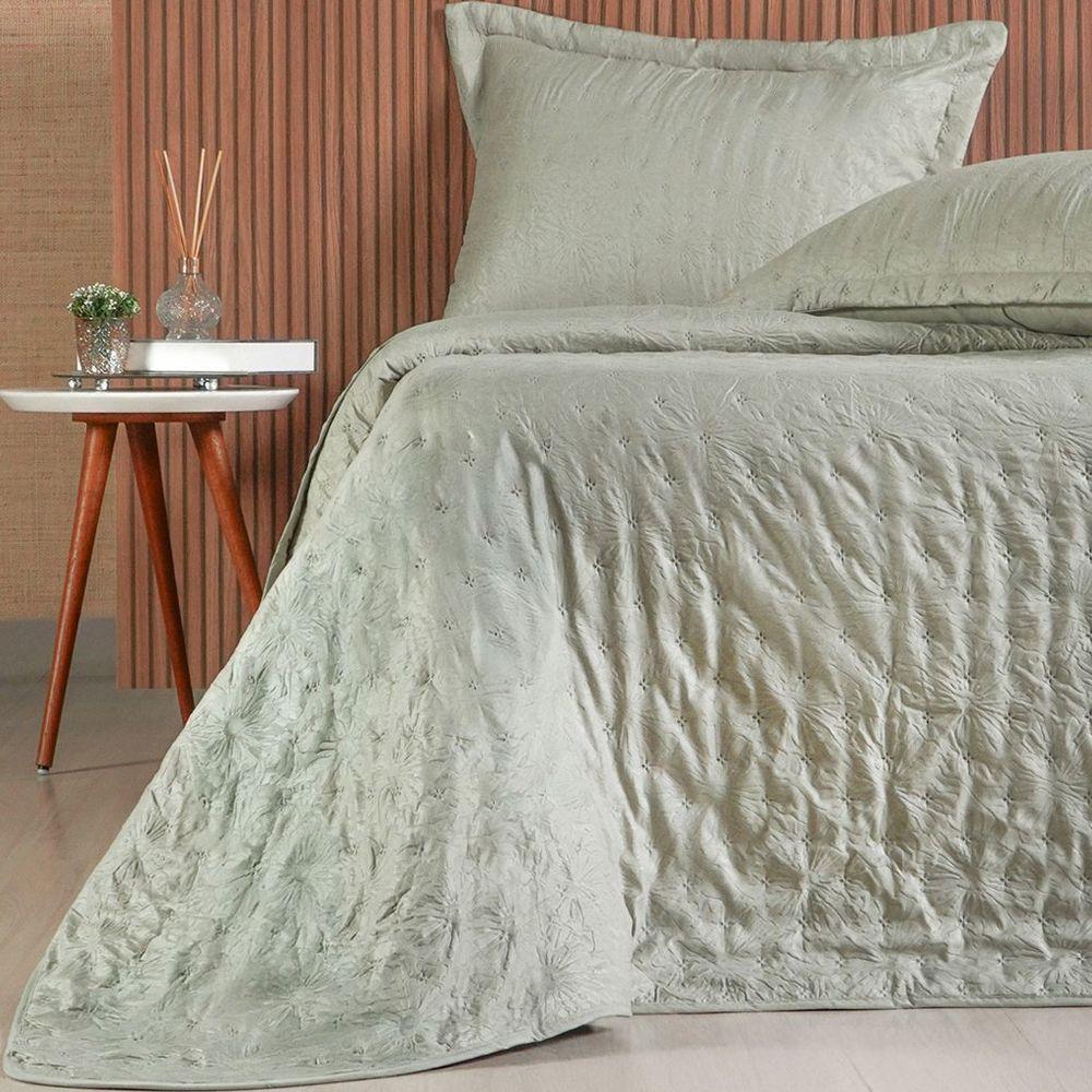 Kit Colcha King Sensatti 3d Embossed 260x280cm Verde Alfafa - 1