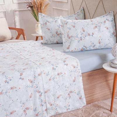Jogo De Cama Casal 200 Fios Estampado 4 Pçs 140x190x35 Floralis