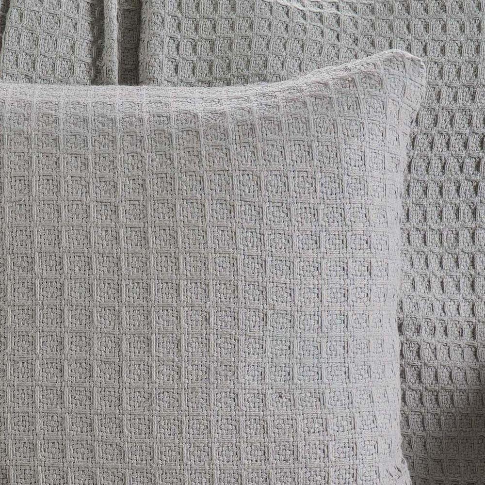 Capa De Almofada Decorativa Waffle 100% Algodão 45x45cm Platina - 3