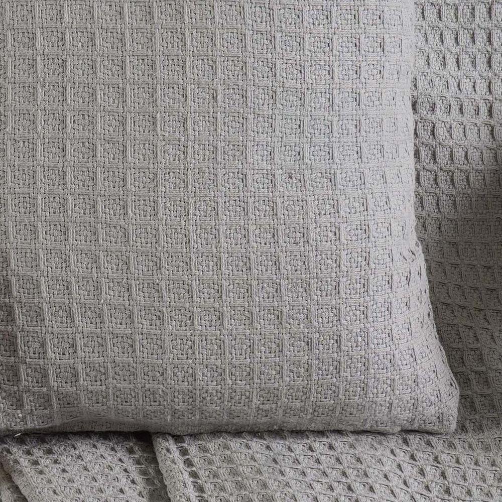 Capa De Almofada Decorativa Waffle 100% Algodão 45x45cm Platina - 5