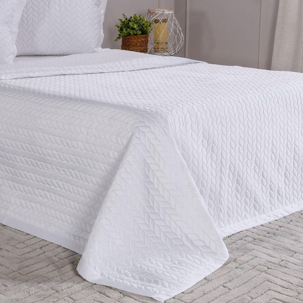 Kit Colcha Queen Satinatta Cetim Toque Pele De Pessego 240x260cm Branco - 5
