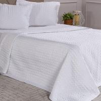 Kit Colcha Queen Satinatta Cetim Toque Pele De Pessego 240x260cm Branco