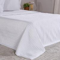 Kit Colcha Queen Satinatta Cetim Toque Pele De Pessego 240x260cm Branco - 5