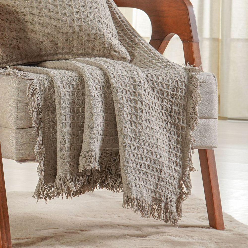 Manta Decorativa Para Sofá Waffle 100% Algodão 120x150cm Cashmere - 4