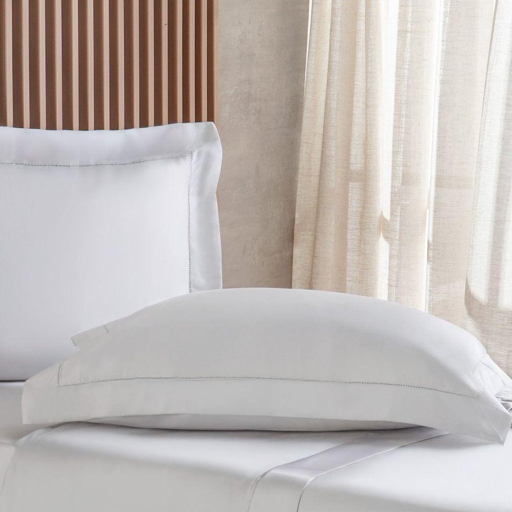 Jogo De Cama Casal 4 Pçs Ricamo 300 Fios 100% Algodão 140x190x30cm Cinza Fog - 4