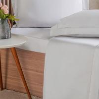 Jogo De Cama Casal 4 Pçs Ricamo 300 Fios 100% Algodão 140x190x30cm Cinza Fog - 3