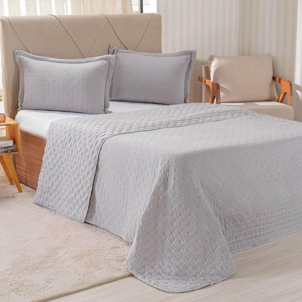 Kit Colcha Casal Santorini New 220x240cm Platina - 1