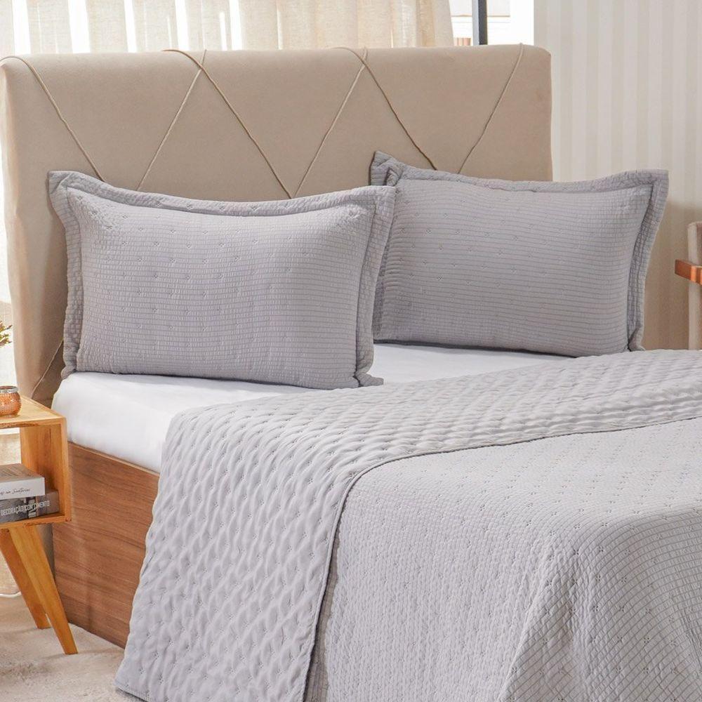Kit Colcha Casal Santorini New 220x240cm Platina - 2