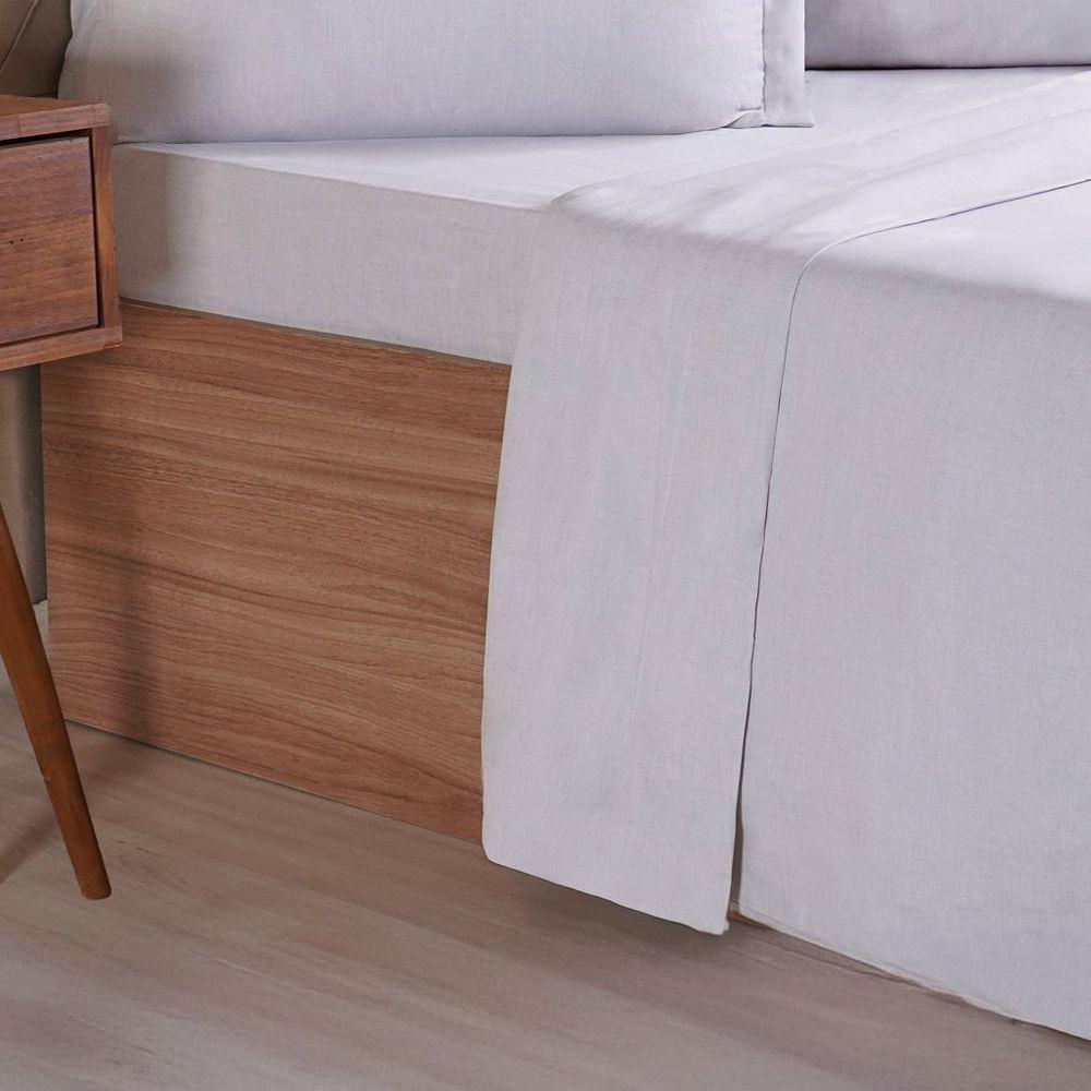 Jogo De Cama King 4 Pçs Line Stile 100% Poliéster 193x203x40cm Cinza Fog - 5